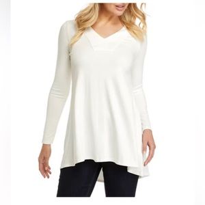 CUPIO Soft Suede And Pleather Tunic. White Large EUC